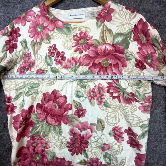 Vintage Alfred Dunner Sweater Womens Large Pink Floral Grandma Romantic Soft - Picture 5 of 8